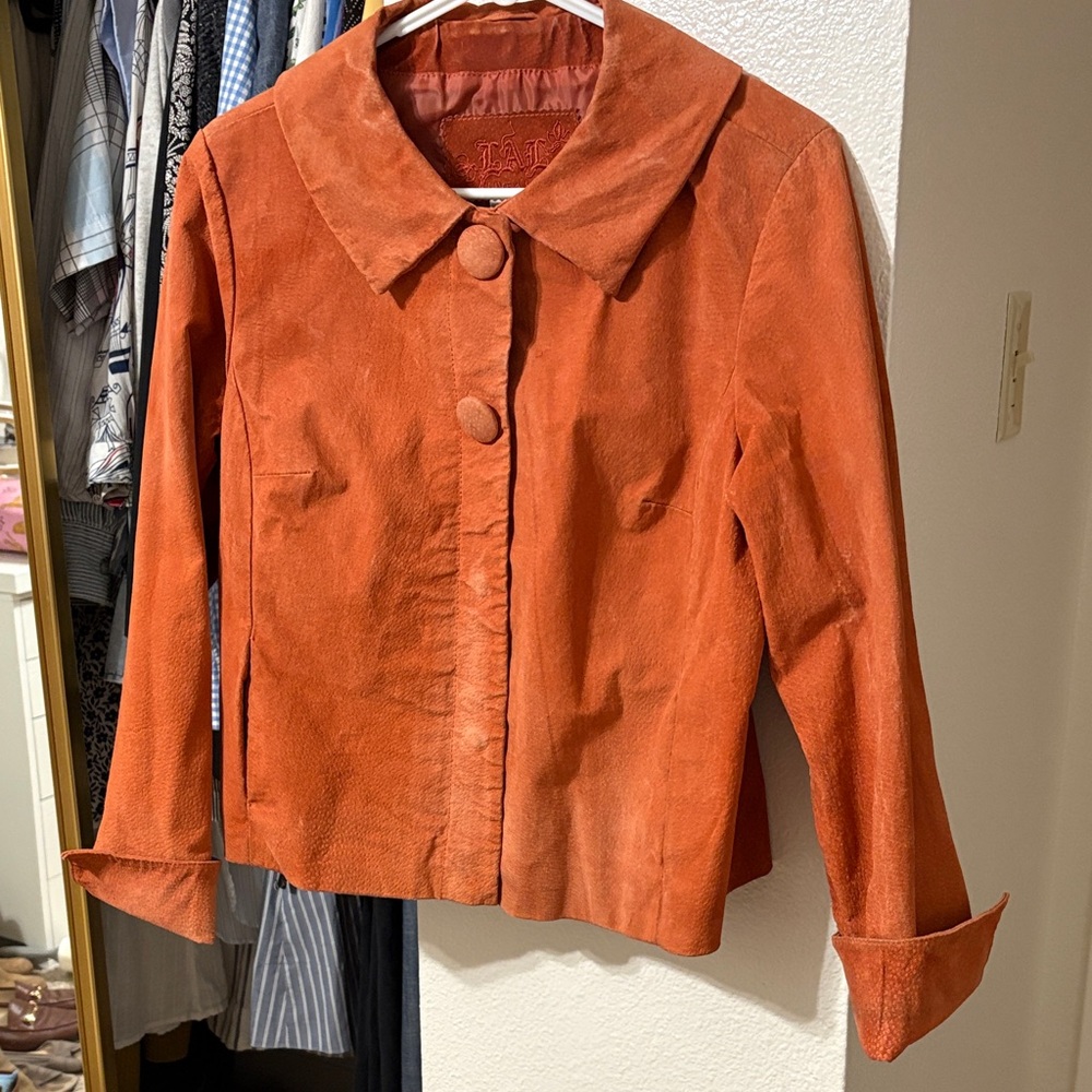 Live a Little Orange Suede Button-Front Jacket